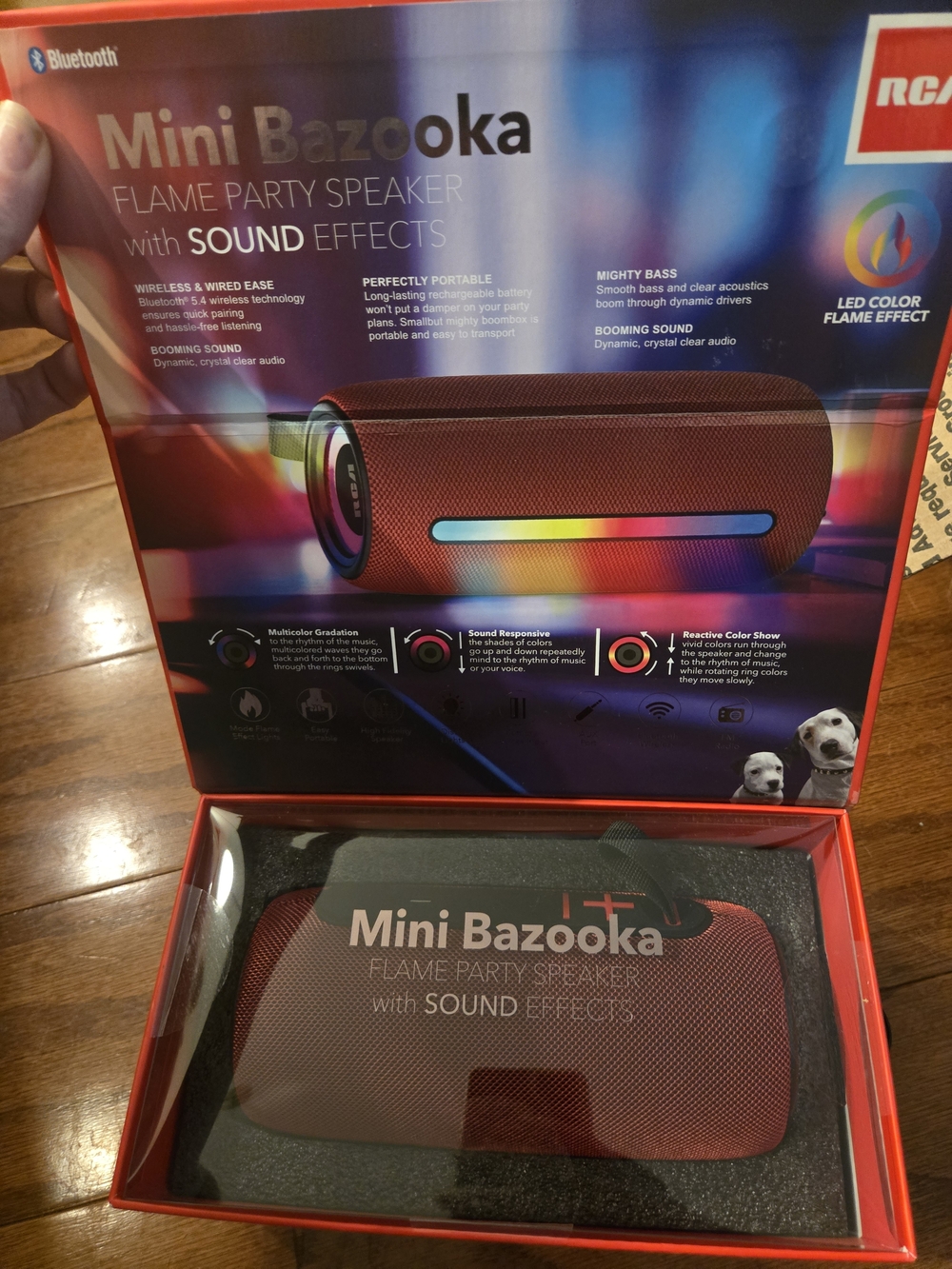 Mini Bazooka Flame Party Bluetooth Speaker - Red Portable LED Speaker